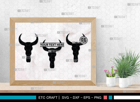 Skull Bull Monogram, Skull Bull Silhouette, Skull Bull SVG, Bull Skull Svg, Bull Head Svg, Buffalo Skull Svg, Bull Horns Svg, SB00320 SVG ETC Craft 