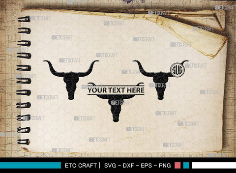 Skull Bull Monogram, Skull Bull Silhouette, Skull Bull SVG, Bull Skull Svg, Bull Head Svg, Buffalo Skull Svg, Bull Horns Svg, SB00320 SVG ETC Craft 