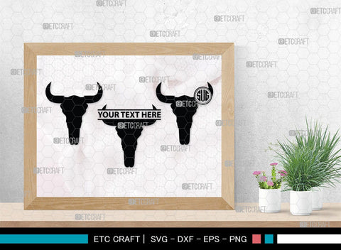Skull Bull Monogram, Skull Bull Silhouette, Skull Bull SVG, Bull Skull Svg, Bull Head Svg, Buffalo Skull Svg, Bull Horns Svg, SB00320 SVG ETC Craft 
