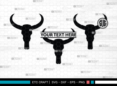 Skull Bull Monogram, Skull Bull Silhouette, Skull Bull SVG, Bull Skull Svg, Bull Head Svg, Buffalo Skull Svg, Bull Horns Svg, SB00320 SVG ETC Craft 