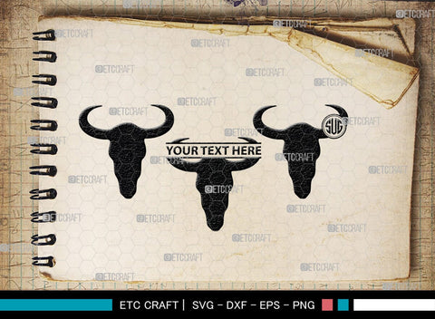 Skull Bull Monogram, Skull Bull Silhouette, Skull Bull SVG, Bull Skull Svg, Bull Head Svg, Buffalo Skull Svg, Bull Horns Svg, SB00320 SVG ETC Craft 