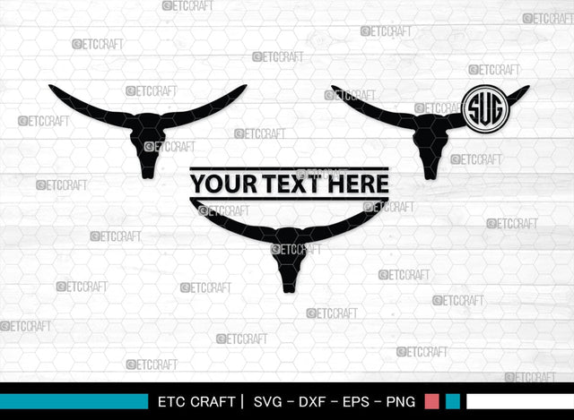 Skull Bull Monogram, Skull Bull Silhouette, Skull Bull SVG, Bull Skull Svg, Bull Head Svg, Buffalo Skull Svg, Bull Horns Svg, SB00320 SVG ETC Craft 