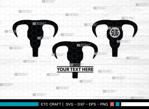 Skull Bull Monogram, Skull Bull Silhouette, Skull Bull SVG, Bull Skull Svg, Bull Head Svg, Buffalo Skull Svg, Bull Horns Svg, SB00320 SVG ETC Craft 