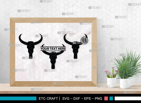 Skull Bull Monogram, Skull Bull Silhouette, Skull Bull SVG, Bull Skull Svg, Bull Head Svg, Buffalo Skull Svg, Bull Horns Svg, SB00320 SVG ETC Craft 