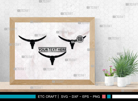 Skull Bull Monogram, Skull Bull Silhouette, Skull Bull SVG, Bull Skull Svg, Bull Head Svg, Buffalo Skull Svg, Bull Horns Svg, SB00320 SVG ETC Craft 