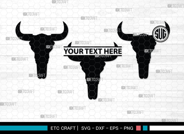 Skull Bull Monogram, Skull Bull Silhouette, Skull Bull SVG, Bull Skull Svg, Bull Head Svg, Buffalo Skull Svg, Bull Horns Svg, SB00320 SVG ETC Craft 