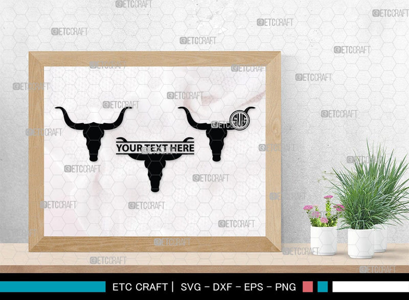 Skull Bull Monogram, Skull Bull Silhouette, Skull Bull SVG, Bull Skull ...