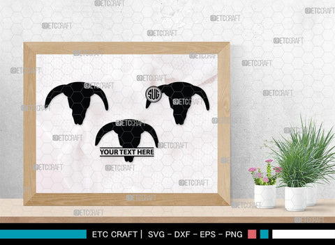 Skull Bull Monogram, Skull Bull Silhouette, Skull Bull SVG, Bull Skull Svg, Bull Head Svg, Buffalo Skull Svg, Bull Horns Svg, SB00320 SVG ETC Craft 
