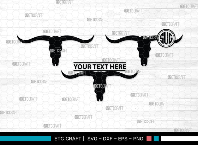 Skull Bull Monogram, Skull Bull Silhouette, Skull Bull SVG, Bull Skull Svg, Bull Head Svg, Buffalo Skull Svg, Bull Horns Svg, SB00320 SVG ETC Craft 