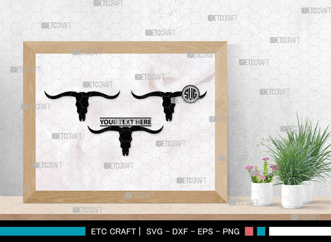 Skull Bull Monogram, Skull Bull Silhouette, Skull Bull SVG, Bull Skull Svg, Bull Head Svg, Buffalo Skull Svg, Bull Horns Svg, SB00320 SVG ETC Craft 