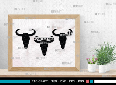 Skull Bull Monogram, Skull Bull Silhouette, Skull Bull SVG, Bull Skull Svg, Bull Head Svg, Buffalo Skull Svg, Bull Horns Svg, SB00320 SVG ETC Craft 