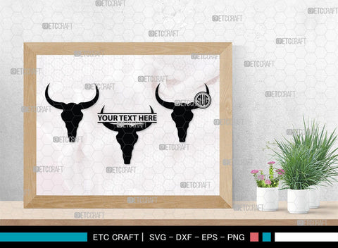 Skull Bull Monogram, Skull Bull Silhouette, Skull Bull SVG, Bull Skull Svg, Bull Head Svg, Buffalo Skull Svg, Bull Horns Svg, SB00320 SVG ETC Craft 