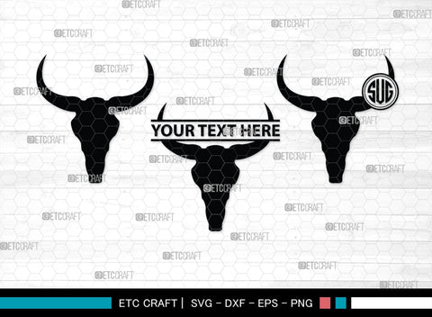 Skull Bull Monogram, Skull Bull Silhouette, Skull Bull SVG, Bull Skull Svg, Bull Head Svg, Buffalo Skull Svg, Bull Horns Svg, SB00320 SVG ETC Craft 