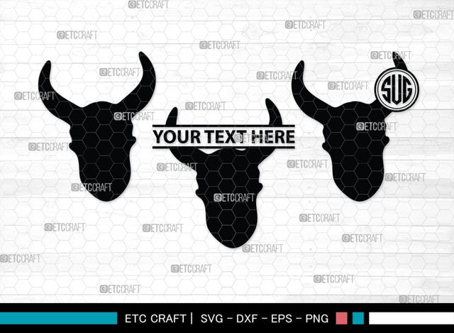 Skull Bull Monogram, Skull Bull Silhouette, Skull Bull SVG, Bull Skull Svg, Bull Head Svg, Buffalo Skull Svg, Bull Horns Svg, SB00320 SVG ETC Craft 
