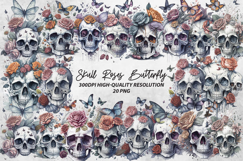 Skull Butterfly with Roses Sublimation Bundle Sublimation Jagonath Roy 