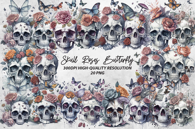 Skull Butterfly with Roses Sublimation Bundle Sublimation Jagonath Roy 