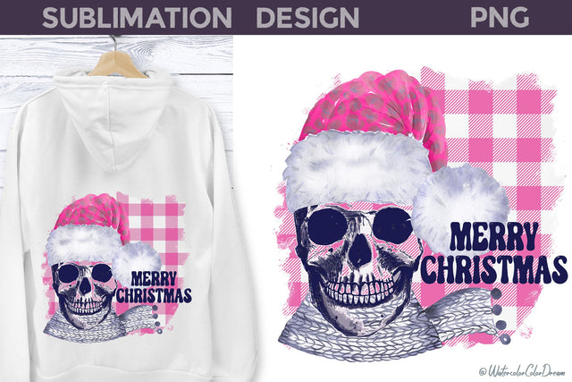 Skull Christmas Sublimation | Merry Christmas Design Sublimation WatercolorColorDream 