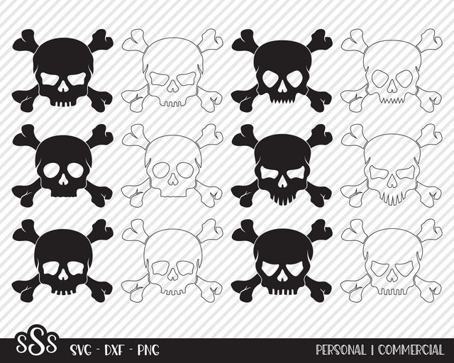 Skull & Crossbones Bundle | Halloween SVG SVG Texas Southern Cuts 