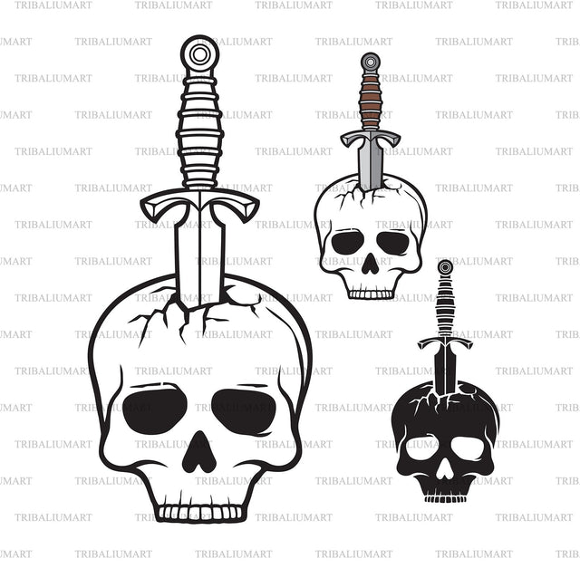 Skull Dagger Knife SVG TribaliumArtSF 
