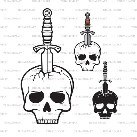 Skull Dagger Knife SVG TribaliumArtSF 