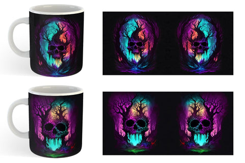 Skull Dark Forest Mug Wrap | Sublimation Coffee Cup Sublimation artnoy 