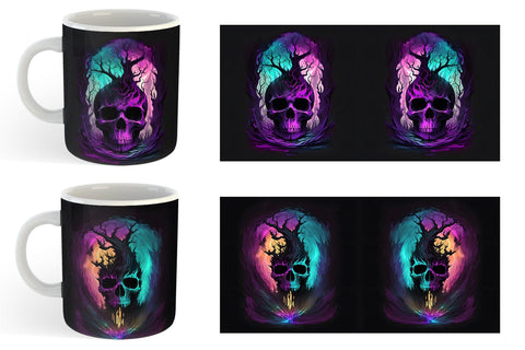 Skull Dark Forest Mug Wrap | Sublimation Coffee Cup Sublimation artnoy 
