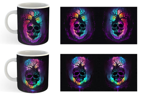 Skull Dark Forest Mug Wrap | Sublimation Coffee Cup Sublimation artnoy 