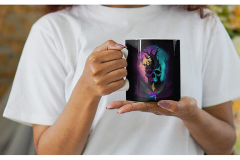 Skull Dark Forest Mug Wrap | Sublimation Coffee Cup Sublimation artnoy 