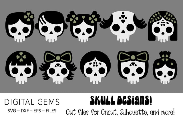 Skull designs SVG Digital Gems 