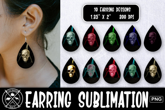 Skull Earrings Sublimation| Teardrop earring png Sublimation Last Frontier Design Co. 