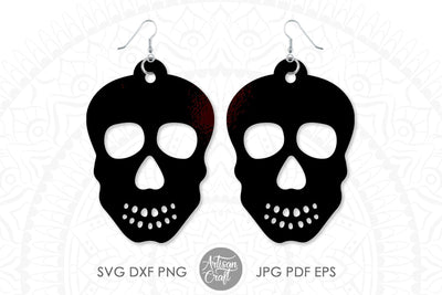 Skull earrings SVG, laser cut files, dia de los muertos earrings SVG Artisan Craft SVG 