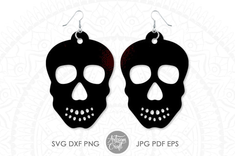 Skull earrings SVG, laser cut files, dia de los muertos earrings SVG Artisan Craft SVG 