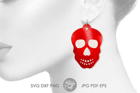 Skull earrings SVG, laser cut files, dia de los muertos earrings SVG Artisan Craft SVG 