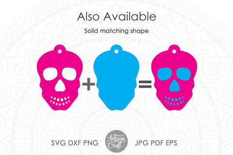 Skull earrings SVG, laser cut files, dia de los muertos earrings SVG Artisan Craft SVG 