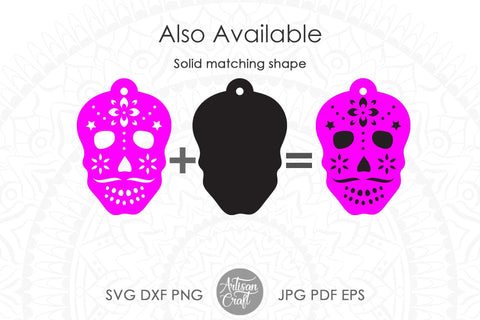 Skull earrings svg, Sugar skull, Day of the dead earrings SVG Artisan Craft SVG 