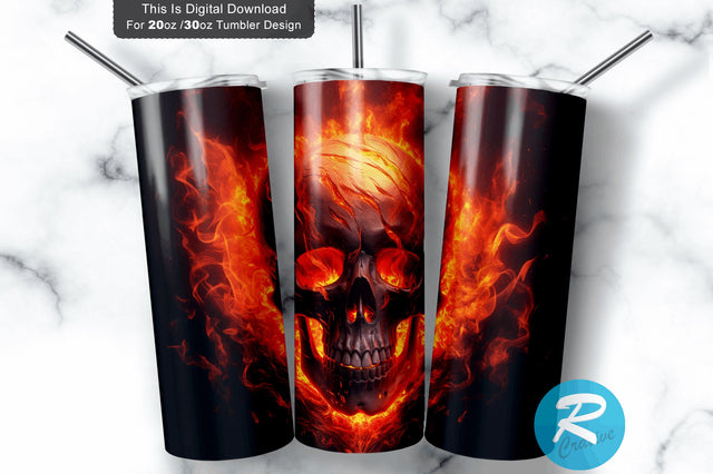 Skull Fire 20 oz / 30 oz Tumbler PNG Sublimation Regulrcrative 