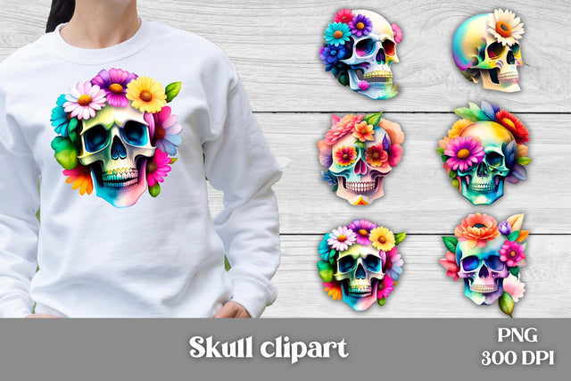 Skull flower clipart | Skull sublimation design Sublimation Svetana Studio 