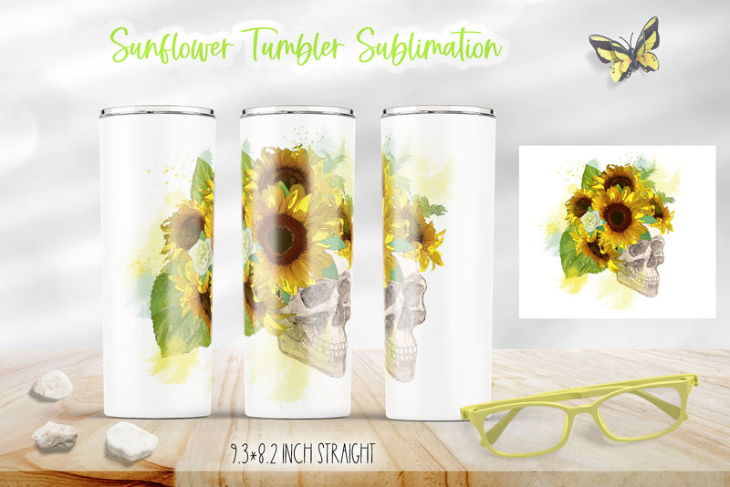 Skull Flower Crown 20 Oz Tumbler Wrap Sublimation Kseniia designer 