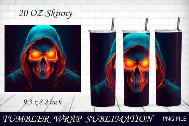 Skull halloween 20 oz tumbler wrap, Grim reaper sublimation Sublimation AnastasiyaArtDesign 