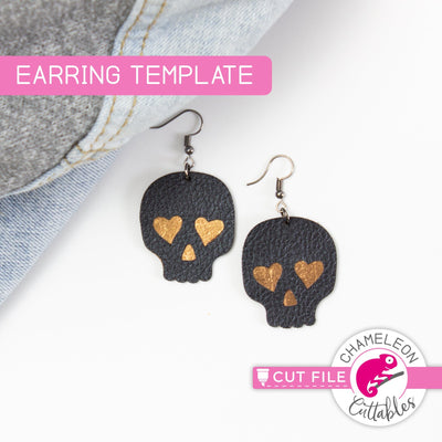 Skull Halloween - Earring Template - SVG PNG DXF EPS SVG Chameleon Cuttables 