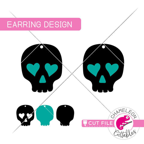 Skull Halloween - Earring Template - SVG PNG DXF EPS SVG Chameleon Cuttables 