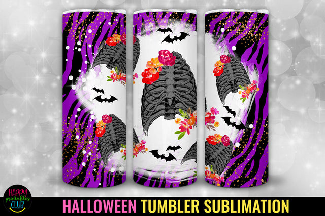 Skull Halloween Tumbler Sublimation I 20 Oz Tumbler PNG Sublimation Happy Printables Club 