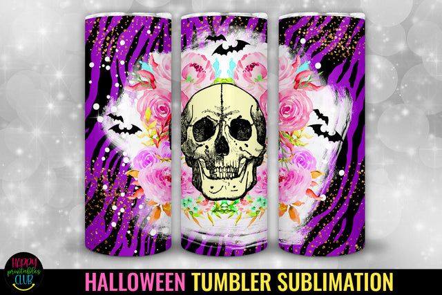 Skull Halloween Tumbler Sublimation I 20 Oz Tumbler PNG Sublimation Happy Printables Club 