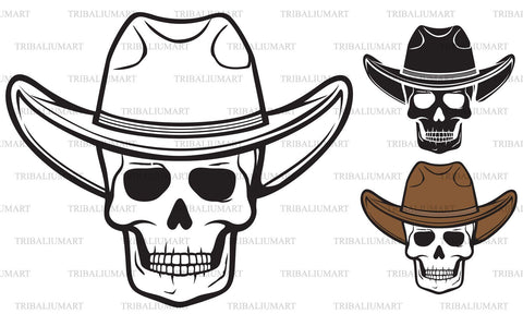 Skull in cowboy hat SVG TribaliumArtSF 