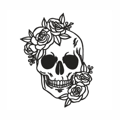 Skull Machine Embroidery Design, Flower Embroidery Design, 6 sizes Embroidery/Applique DESIGNS Nino Nadaraia 