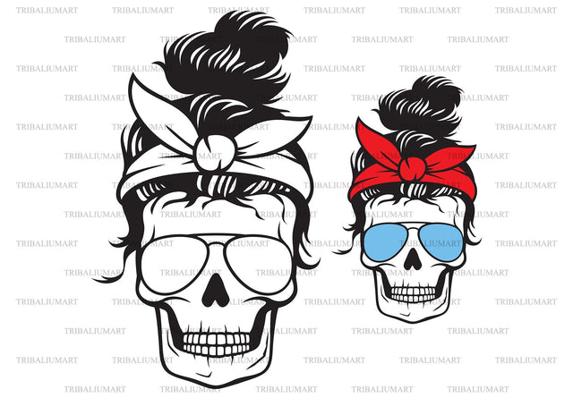 Skull Messy Bun SVG TribaliumArtSF 