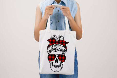 Skull mom life svg, messy bun, leopard, buffalo plaid SVG Digital Rainbow Shop 