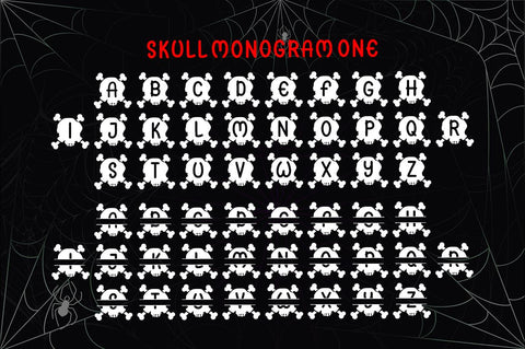 Skull Monogram - Font Trio For Halloween Font Illushvara Design 
