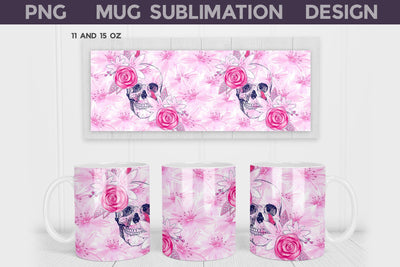 Skull Mug Wrap | Sublimation Mug Design Sublimation WatercolorColorDream 