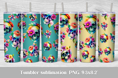 Skull pattern tumbler wrap | Skull sublimation tumbler Sublimation Svetana Studio 